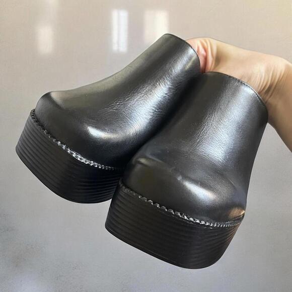 Steve Madden Black Platform Mule Clogs Chunky Heel Y2K Goth Minimalist - Picture 3 of 8